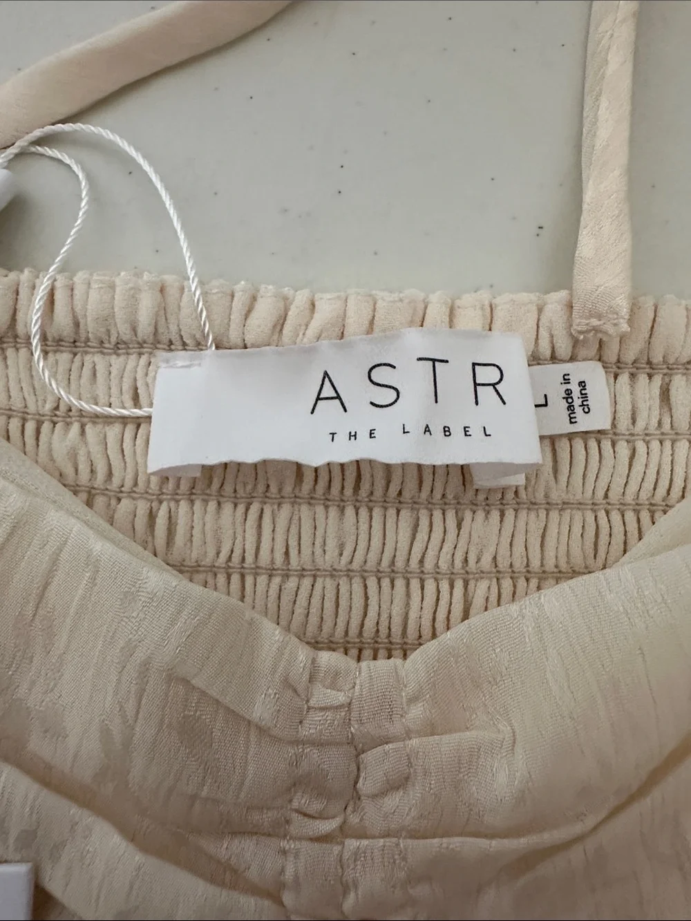 Astr Ruched Satin-Look Cream Puff Sleeve Top